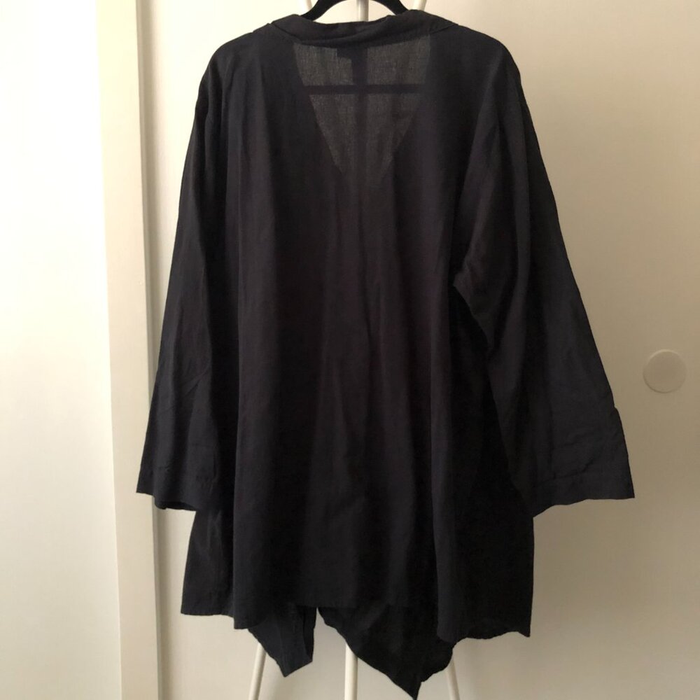 UNDER THE SUN 100% COTTON NAVY BLUE LAGENLOOK ASYMMETRICAL BUTTONS-UP 3X NWOT - Picture 2 of 7